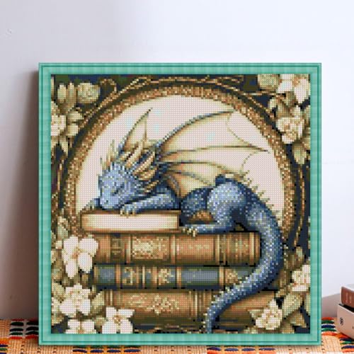 image for KYOQFVN Dragon Stamped Cross Stitch Kits for Adults - 11 CT Embroidery
