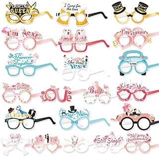 HOWAF 21 Pcs Wedding Party Glasses Wedding Photobooth Props Accessories Engagement Photo Booth Selfie Props Funny Glasses Just Married Bridal Shower Wedding Decorations and Supplies