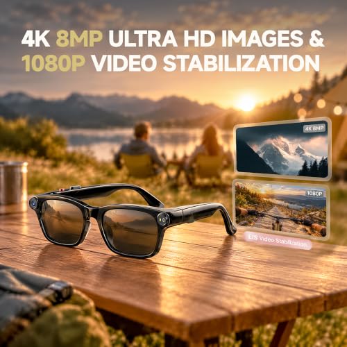 Smart Glasses with HD Camera, 1080P Video Stabilization, Real-Time Translation, ChatGPT Assistant with AI Memory, UV400 Protection Sunglasses, Open Ear Music, Hands-Free Call, Dual Mics - image 2