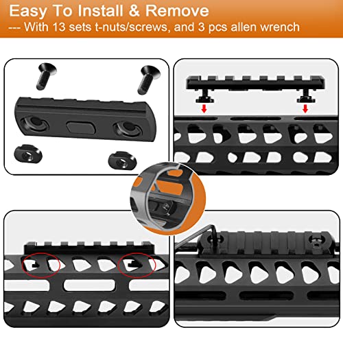 image for REERON Mlock Picatinny Rails Set, 3 5 7 9 11 13 Slot Aluminum Mloc Pic