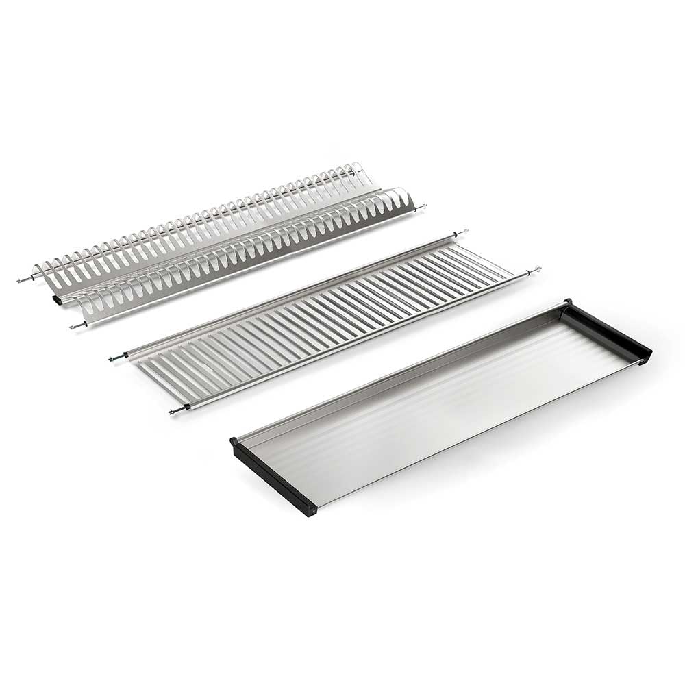 Escurreplatos de Acero Inoxidable para Mueble de Cocina – Bandeja Recogeaguas, Soporte para Platos y Vasos – Instalación en Módulo 60, 80, 90 cm (Módulo 90 (880x234mm))