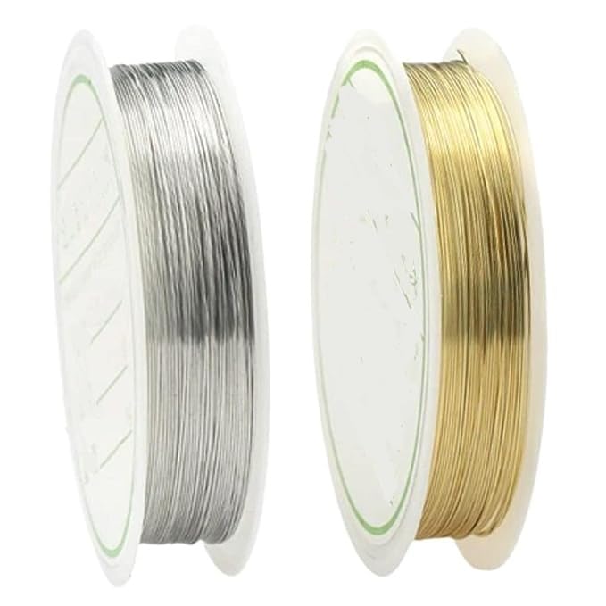 ART IFACT Copper Metallic String Wire Resistant Strong Line for Jewellery Making/Earring/Necklace/Bracelet/Beading/Art DIY Projects & Other Crafts (Gold & Silver, 0.3 mm)-image-46