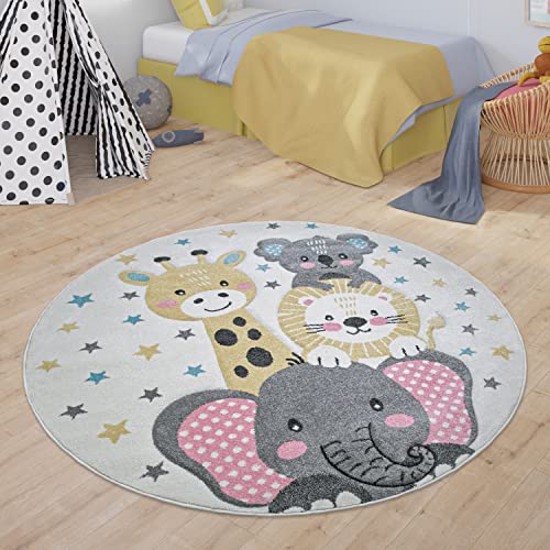 Paco Home Kinderteppich Kinderzimmer Moderne Pastell Farben, Niedliche Motive, 3D Effekt,...