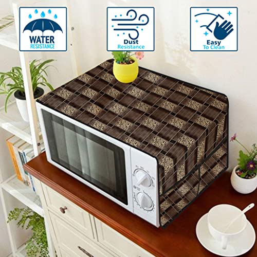Image of Wings Star Microwave Oven Cover for LG 21 Litre Convection Oven MC2146BL - Black, Waterproof & Dustproof Polyester, 36x14 Inch, Multicolour, 4 Utility Pockets, 1 Oven Handle Cover