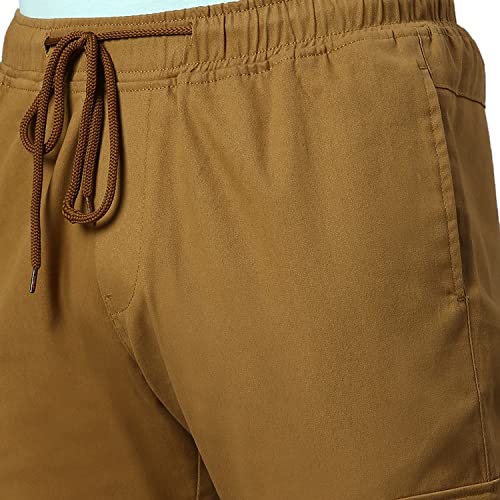 Image of Hubberholme Men's Regular Fit Cotton Trousers, Ankle Length Button & Drawstring Waist Cargo Chinos