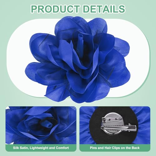 Image of M METERXITY Large Women's Brooches Lapel Pin, Lapel Pins Dainty Satin Fabric Big Camellia Flower Hair Clip Dancer Pin Up for Hats /Parties /Clothes /Jewelry
