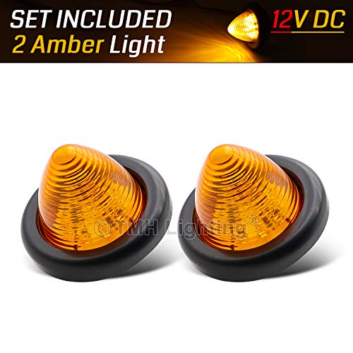 2 Pcs Tmh 2 Inch Dc 12V Round Amber Led 10 Diodes Side Marker Lights Sealed Flush Mount Beehive Cone For Trailer Truck Pickup Tractor With Rubber Grommets Ol12 #TOP6