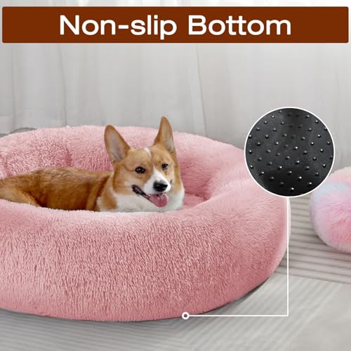 Image of JOLLYVOGUE Dog Bed, Calming Anti-Anxiety Large Dog Bed, Fluffy Donut Cushion for Medium and Large Pets (27 inch /30 inch /36 inch)