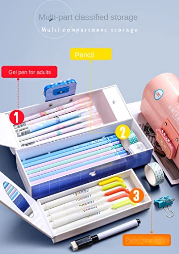 Image of Crackles Kids Pen & Pencil Box - Suitcase Style Password Lock Pencil Case, Multi-Layer Pencil Box for Boys & Girls, Stationary Organizer Case, Return Gift (Astronaut)