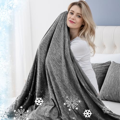 Image of CHOSHOME Cooling Blanket for Hot Sleepers Lightweight Summer Cold Thin Blankets for Sleeping, Hot Flashes Night Sweats, Soft Blanket for Bed, Twin XL Size, Black