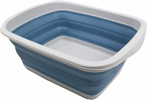 Miniatura 8 de SAMMART 10L (2.6 galones) - Tina plegable para platos plegable, lavabo de lavado portátil, ahorro de espacio de plástico (grisverde marino oscuro, 1)