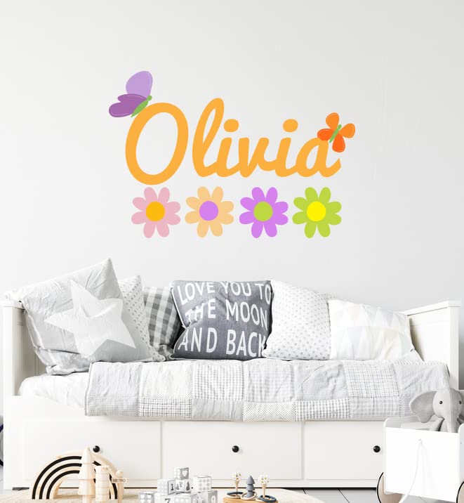 Vinilo Decorativo Nombre Personalizado Flores Mariposa 15x10" miniatura 5