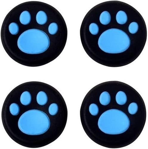 Tapa de silicona con agarre para el pulgar, cubierta para PS4, PS3, Xbox One, PS2, Xbox 360, controladores de juegos (pata de perro y gato azul, 4
