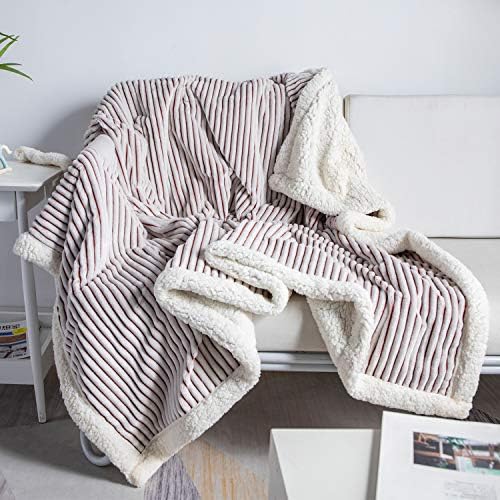 DISSA Sherpa Blanket Fleece Blanket – 60x80, Brown & White – Soft, Plush, Fluffy, Fuzzy, Warm, Cozy, Thick – Perfect for Couch, Bed, Sofa, Chair - Reversible Blanket Blanket Twin Size Blanket