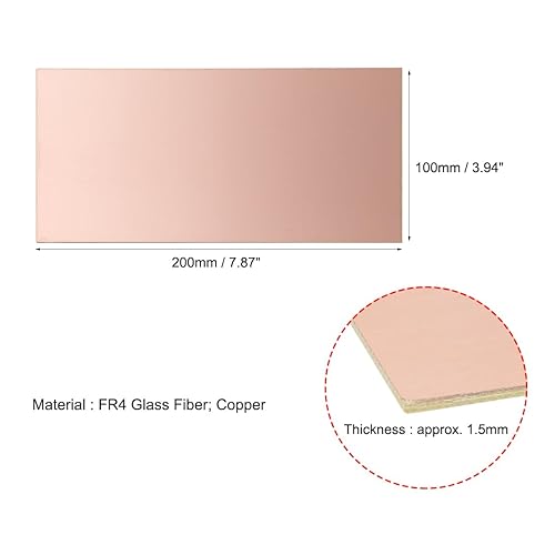 Miniatura 43 de uxcell Placa de circuito PCB laminado revestido de cobre de doble cara, FR4 5.906x3.937 in 5.91x3.94 pulgadas, 0.059 in de grosor DIY Prototipado