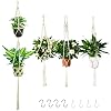 4 Pack Macrame Plant Hanger, Plant Pot Hangers Indoor Outdoor met 8 Hangende Haken, Muur Opknoping Plantenbakken Mand…