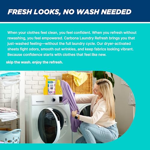Carbona Laundry Refresh Dryer Sheets 15ct | Odor Eliminator, Wrinkle Releaser, Fabric Softener | Heat-Activated, Static Reducer, Prevents Shrinking & Fading | Quick Clothes Refresh - Image 6