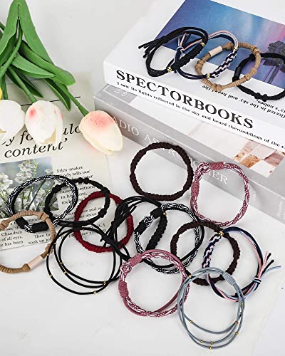 Volnova Boho Bracelet Hair Ties For Women 20 Pieces Elastic Hair Ties For Thick Hair 5 Styles Of Dual-Use Bracelets And Hair Tie No Damage Hair Accessories For Girls #TOP5