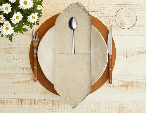 Servilletas de tela cuadradas beige 17x17 pulg set x6 miniatura 3