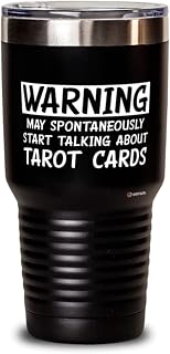 ODTGifts Funny Tarot cards Tumbler Warning May Spontaneously Start Talking About Tarot cards 30oz Stainless Steel Black