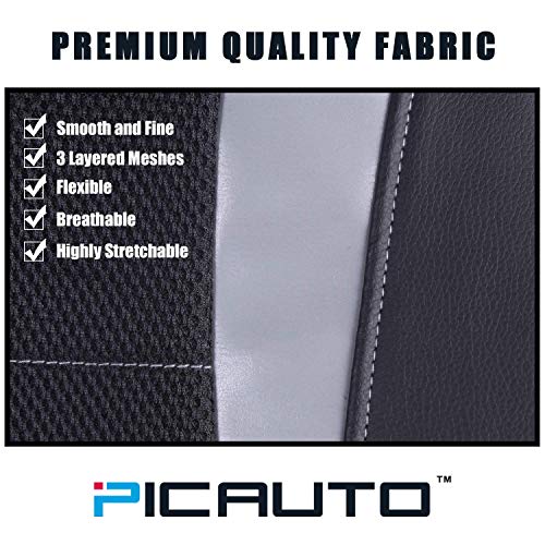 Pic Auto Car Seat Covers, Front Seat Only, 3 Layered Mesh With Pu Leather, Airbag Compatible, Fit Most Cars, Suvs, Trucks And Vans,Low Back,Black/Gray(4Pcs) #TOP4
