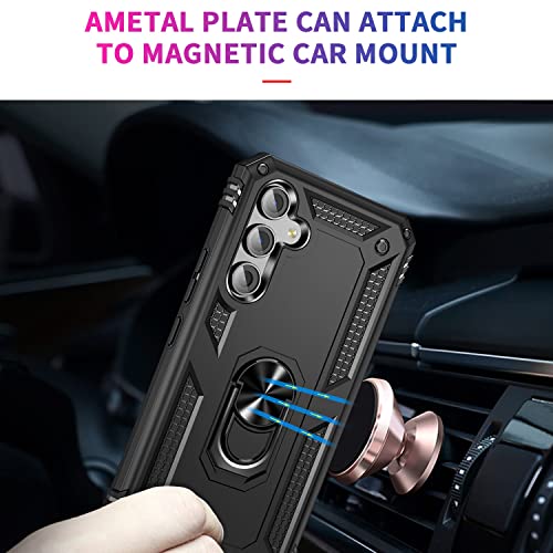 Image of Back Cover for Samsung Galaxy A54 5G | Rugged Armor Case with Ring Stand | 360 Protection | Shockproof | Camera & Screen Guard (PC, Black)