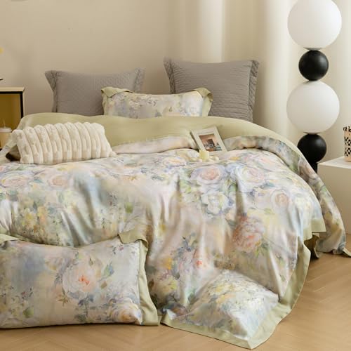 ECOCOTT Bedding 3-Piece Duvet Cover King Size – Silky Soft 100% Lyocell, Cooling & Breathable for Hot Sleepers, Painter Palette Floral, Moisture-Wicking Luxury