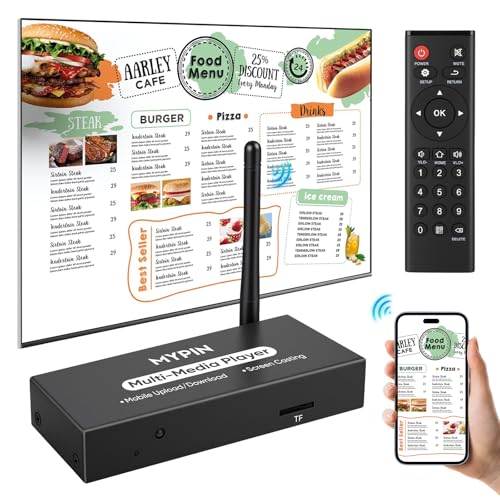 Advertising Media Player USB Video Player for Digital Signage or TV, Wireless Display Adapter with Screen Mirroring, Screen Rotation, Photo Share Function, Looping and Auto Playback&amp; Easy Setup