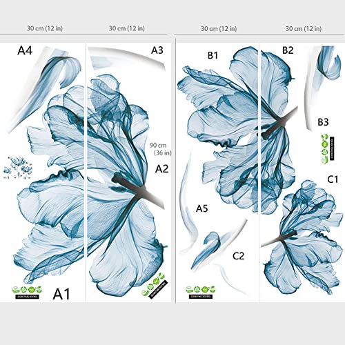 Runtoo Large Poppy Wall Stickers for Girls Room Living Room Bathroom Office TV Background, Blue - Image 4