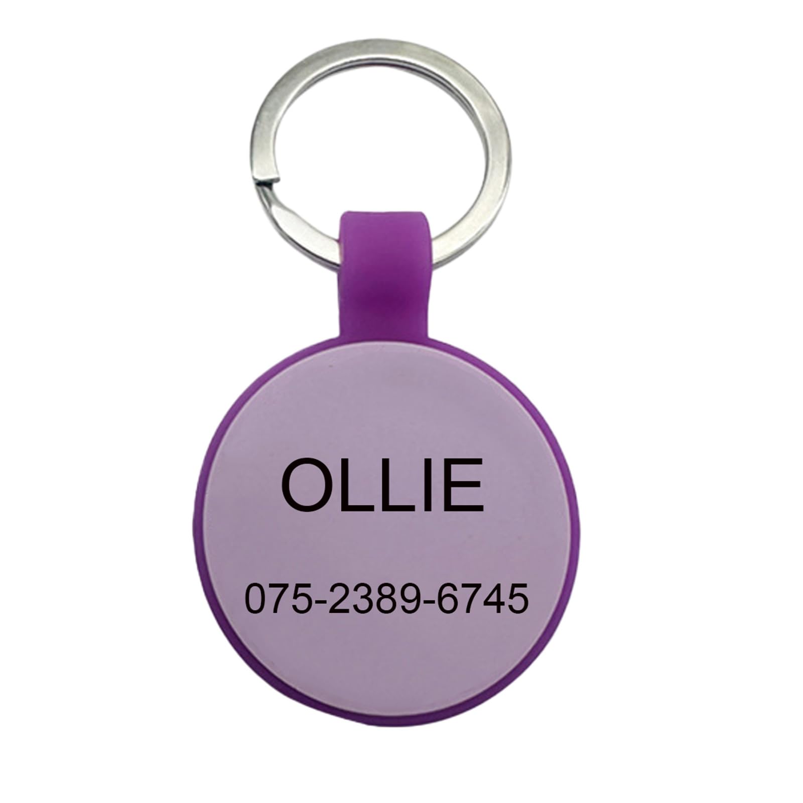 Dog Tags for Pets Engraved UK, Personalised Silicone Dog Tag with Any Name & Text, Custom Silent Dog Name Tag for Pet Dog, Soundless Id Tags for Dogs, Glow in The Dark, (Purple)
