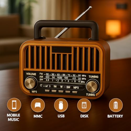 Image of Fire Turtle Pocket Blast FM Radio with Bluetooth Speaker with Powerful Sound,FM Recording, Antenna, 6w-12 Hours (USB Charging) and Number Pad (AUX, SD Card, USB Input) (New-FM)