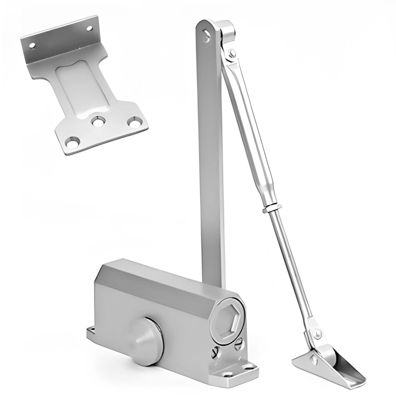 Automatyczny samozamykacz do drzwi przeciwpożarowych, aluminiowy, hydrauliczny samozamykacz do drzwi sztormowych, pasuje do drzwi o szerokości do 91 cm, cichy, z odwracalną płytą montażową