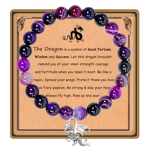 Dragon Gifts for Women Dragon Lover Gifts Natural Stone Beads Dragon Bracelet Dragon Inspirational Jewelry Dragon Spirit Animal Gift