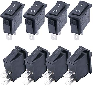 Taiss/8Pcs Black Rocker Toggle Switch On/Off SPST 2 Pin 2 Position KCD3 Snap AC 250V/16A, 125V/20A KCD3-101-BK