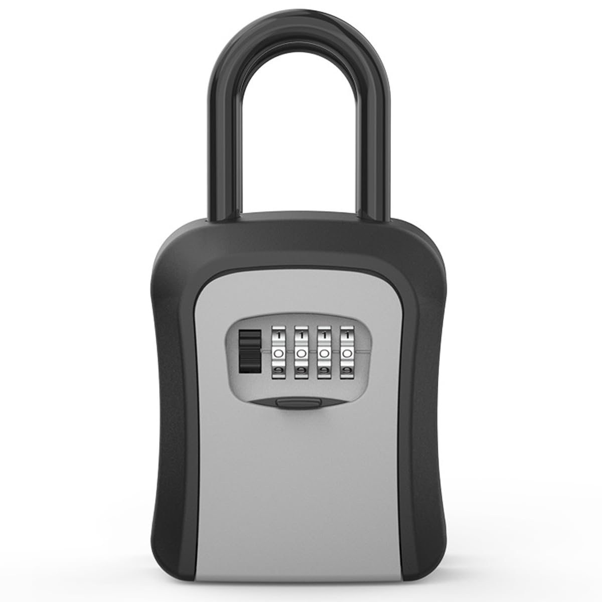 Lock Box, Key Lock Box Outdoor with Code, Made of Metal Secure Weatherproof Key Storage 4-Digit Combination Keybox with Shackle, Portable/Wall Mounted, Indoor/Outdoor Use Holds 6 Keys (Grey, 1 Pack)