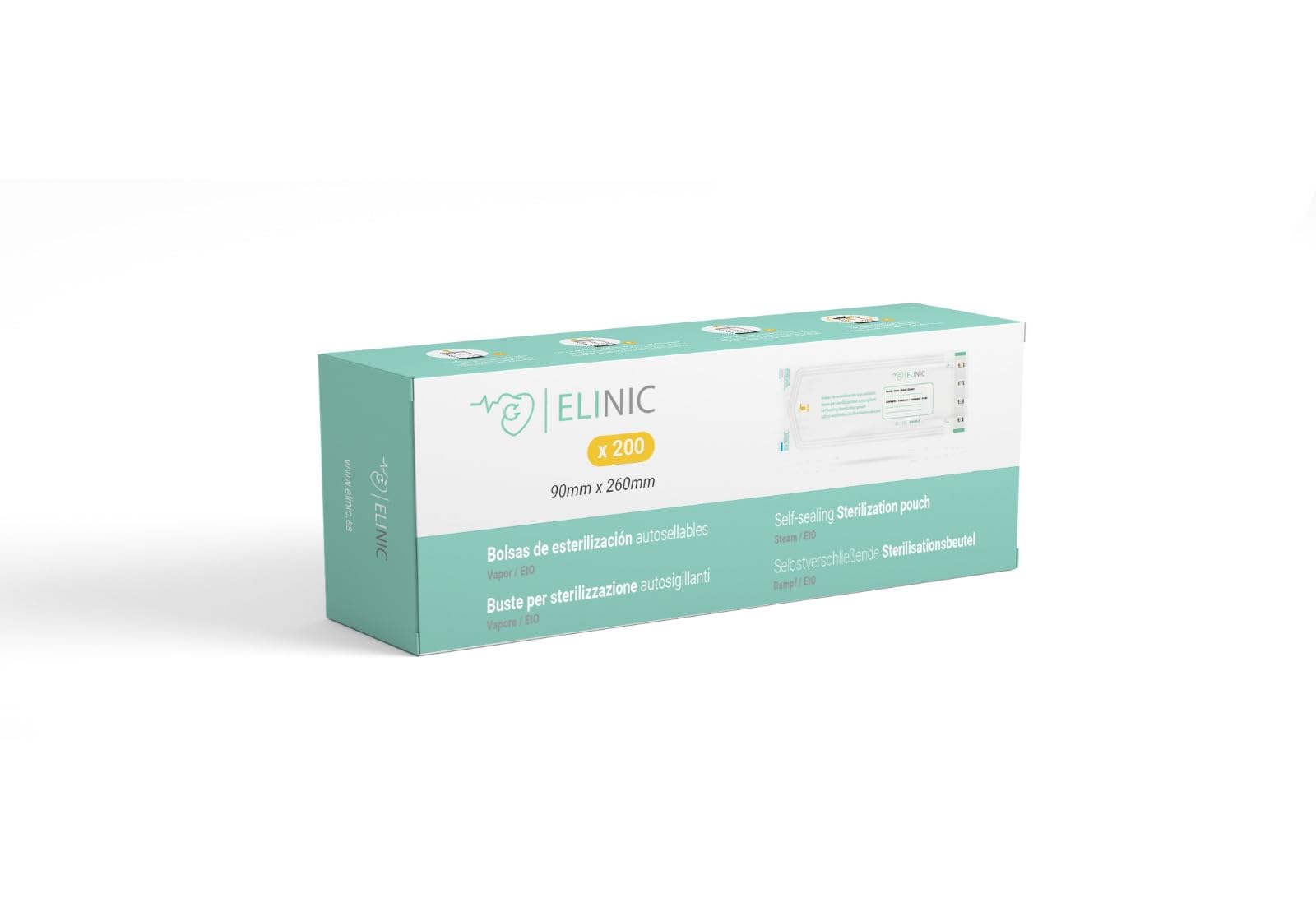 Bolsas autoadhesivas para esterilización Elinic® 200 uds. 90x260mm
