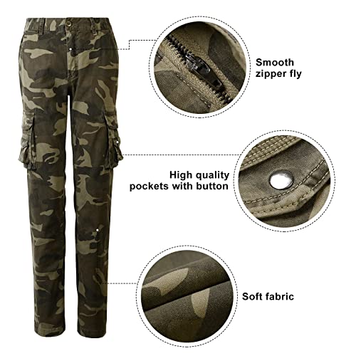 Womens Cargo Pants with Pockets Outdoor Casual Ripstop Camo Tactical Combat Work Pants4