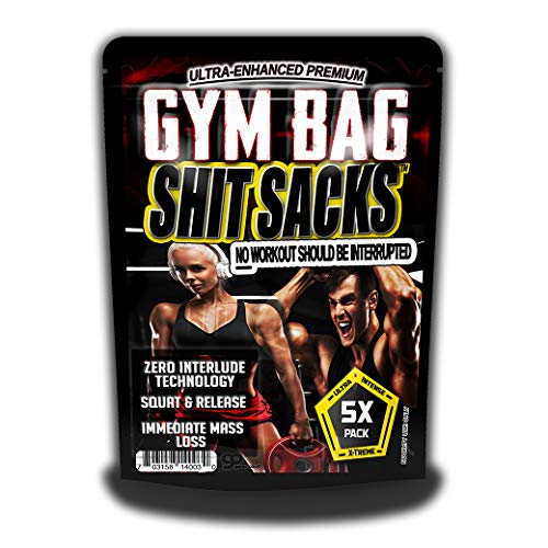Sh*t Sacks 5 Pack Funny Gym Bag for Trainers - Workout Gags for Men, Silly Stocking Stuffers for Health Nuts, Poop Sacks, Biohazard Bags, Bodybuilding Jokes2