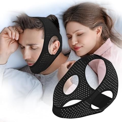 Anti Snoring Chin Strap, Anti-Snoring Device, Easy-to-Wear Snoring Solution, Help You Close Your Mouth When You Sleep, Men and Women Can Use Chin Strap Black, 60CM Cover