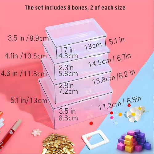 Image of Nail art toolbox Bead Organizers-8 Pcs Jewelry Organizers and Storage Plastic Storage Cases Mini Clear Bead Containers Transparent Boxes with Hinged Lid and Rectangle Clear Craft Supply Case