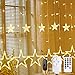LED Lichterkette Lichtervorhang 2.5M 12 Sterne 138 LEDs Sternenvorhang Strom mit Merkfunktion, Timer, Fernbedienung 8 Modi Für Innen Außen, Weihnachten, Party, Garten, Balkon, Fenster Warmweiß