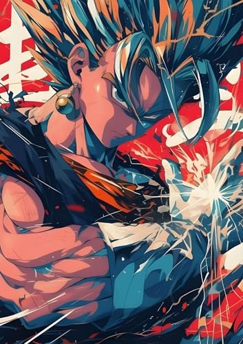 Image of NIJUKA Anime Printed A4 Size Metal sheet Poster For Home And Room Decoration | For Anime Art Fans Boys And Girls (Vegeto Poster)