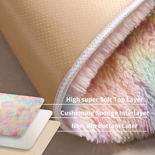 Washable Rainbow Fluffy Shaggy Rug