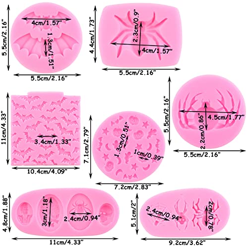 Mujiang Halloween Cupcake Fondant Molds Spider Bat Ghost Silicone Mold For Halloween Party Cake Decorating Chocolate Candy Gum Paste Polymer Clay Set Of 7 #TOP1