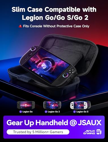 Image of JSAUX Slim Travel Case for Lenovo Legion Go / Go S / Go 2, Hard Shell Pouch | Slim Form-Fit Design, Premium Felt & Soft Velvet Lining, Full Protection, Secure Strap, 8 MicroSD Cards & 5 Card Readers