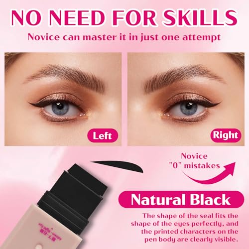 Eye Liner Stamp,Sello de Delineador de Ojos de doble cabeza,Eyeliner Stamp Waterproof Negro,cierre magnético, Natural, las manchas, de secado rápido, ideal para fiestas, viajes, trabajo y bodas - imagen 4