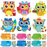 Pasimy 48 Pack Summer Craft Kits for Kids - DIY Hawaii Aloha Owl Craft Preschool Art Set - Make Your Own Owl Ornament Kit for Party & Classroom Activities