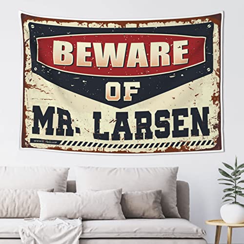 Abipuir Man Cave Decor And Accessories Beware Of Mr. Larsen ^yXg[   j̎q xbh[ ANZT[ (TCY:100X150CM)