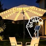 Sonnenschirmbeleuchtung Solar, 104 LEDs Regenschirm Lichterkette, 8Modus Garten-Sonnenschirmlichterkette, IP67 Wasserdichte Gartenleuchten für Schirmdekoration,Campingzelte Party