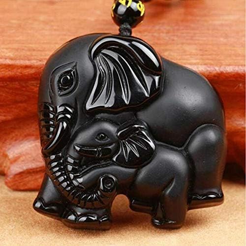 MEEDEE New 20 Obsidian Hand Carved Elephant Lucky Pendant Beads Black 20 necklace wolf